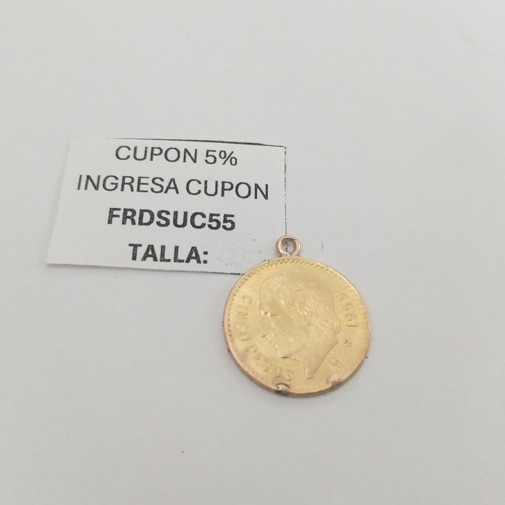 K1 4.1 GRMS 21 K IDENTIFICACIÓN DIJE MONEDAS PESOS 5 PESOS MATERIAL (SEMINUEVO)