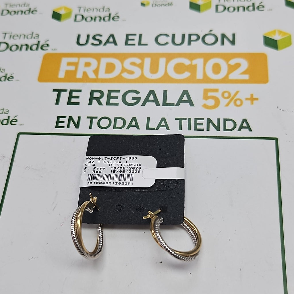 ARETES PAR ORO, ORO COMBINADO 14 K 1.8 GRMS (SEMINUEVO)