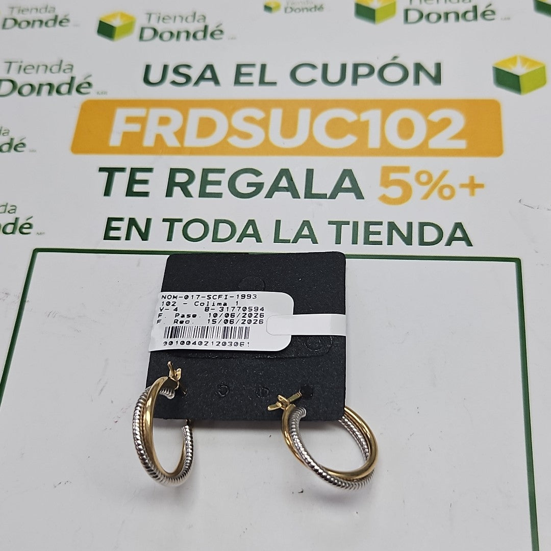 ARETES PAR ORO, ORO COMBINADO 14 K 1.8 GRMS (SEMINUEVO)