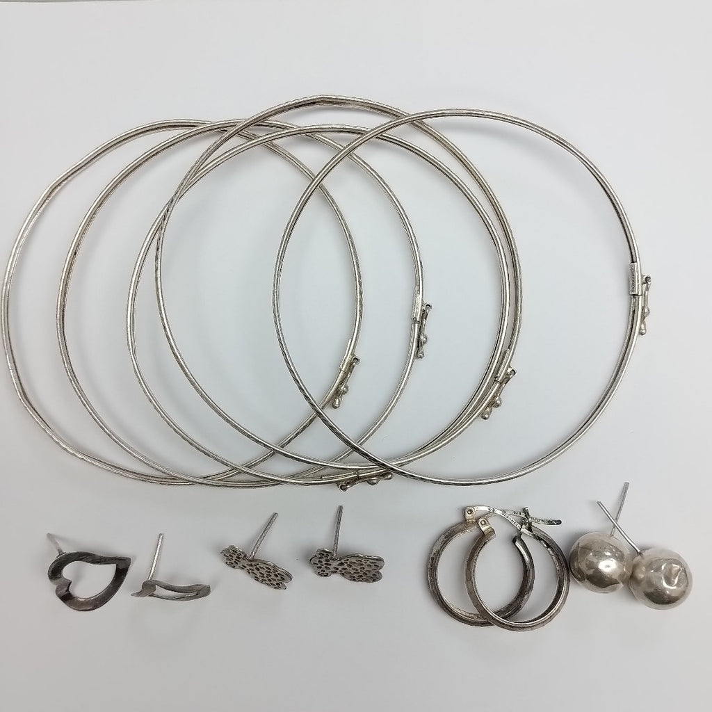 ARETES PAR, CADENA, DIJE, PULSERA PLATA 45.9 GRMS (SEMINUEVO)