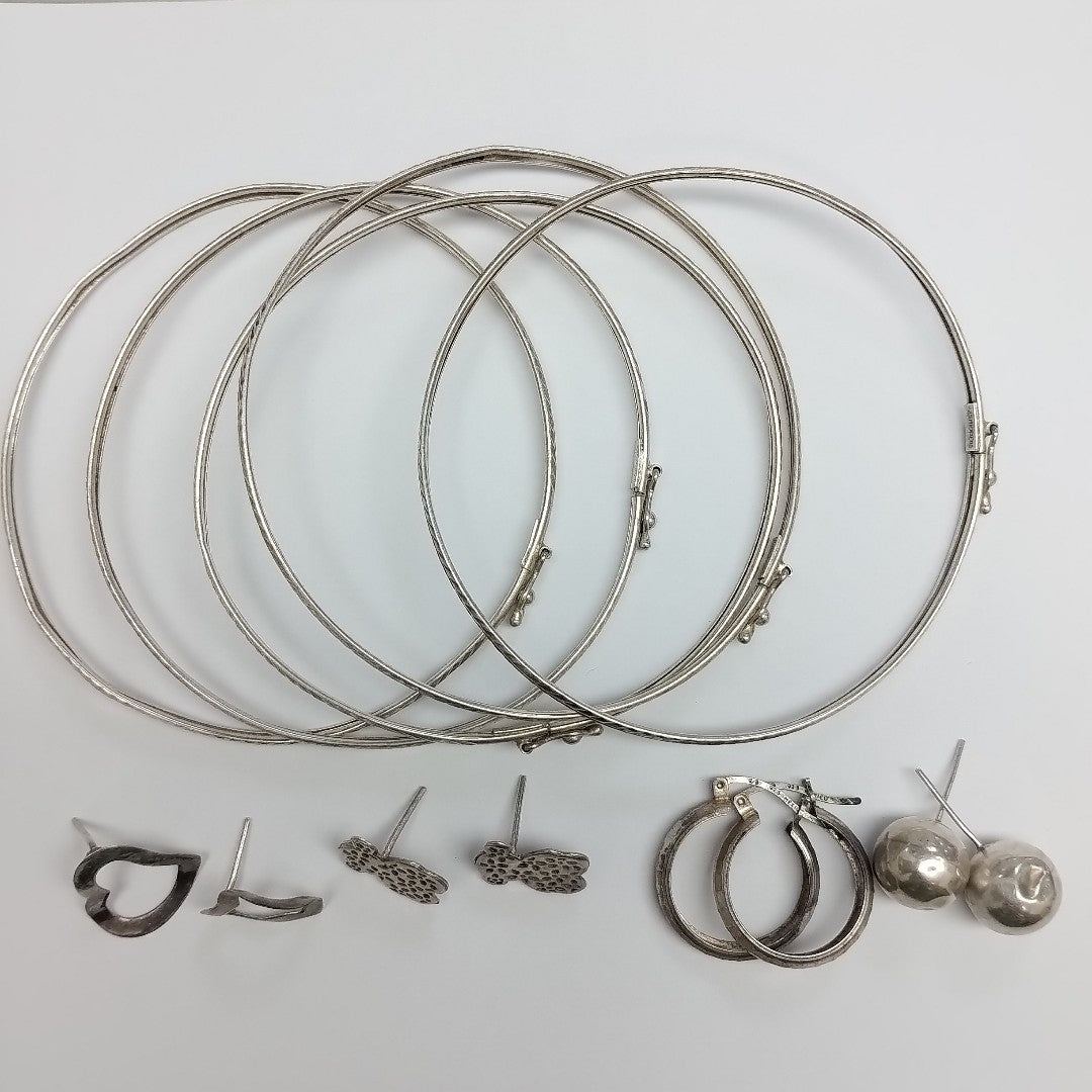 ARETES PAR, CADENA, DIJE, PULSERA PLATA 45.9 GRMS (SEMINUEVO)