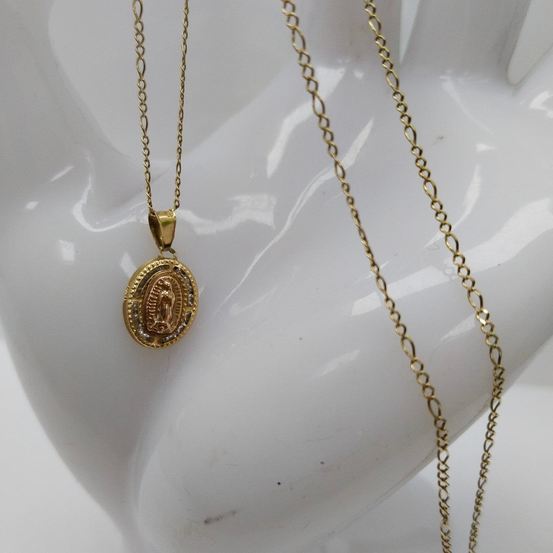 CADENA, MEDALLA RELIGIOSA ORO 10 K 1.6 GRMS (SEMINUEVO)