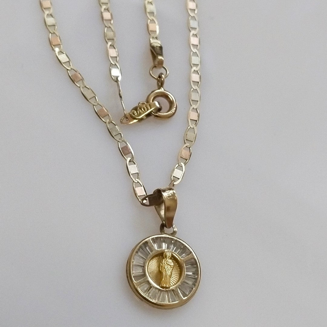 CADENA, MEDALLA RELIGIOSA ORO, ORO COMBINADO 10 K 3.6 GRMS (SEMINUEVO)