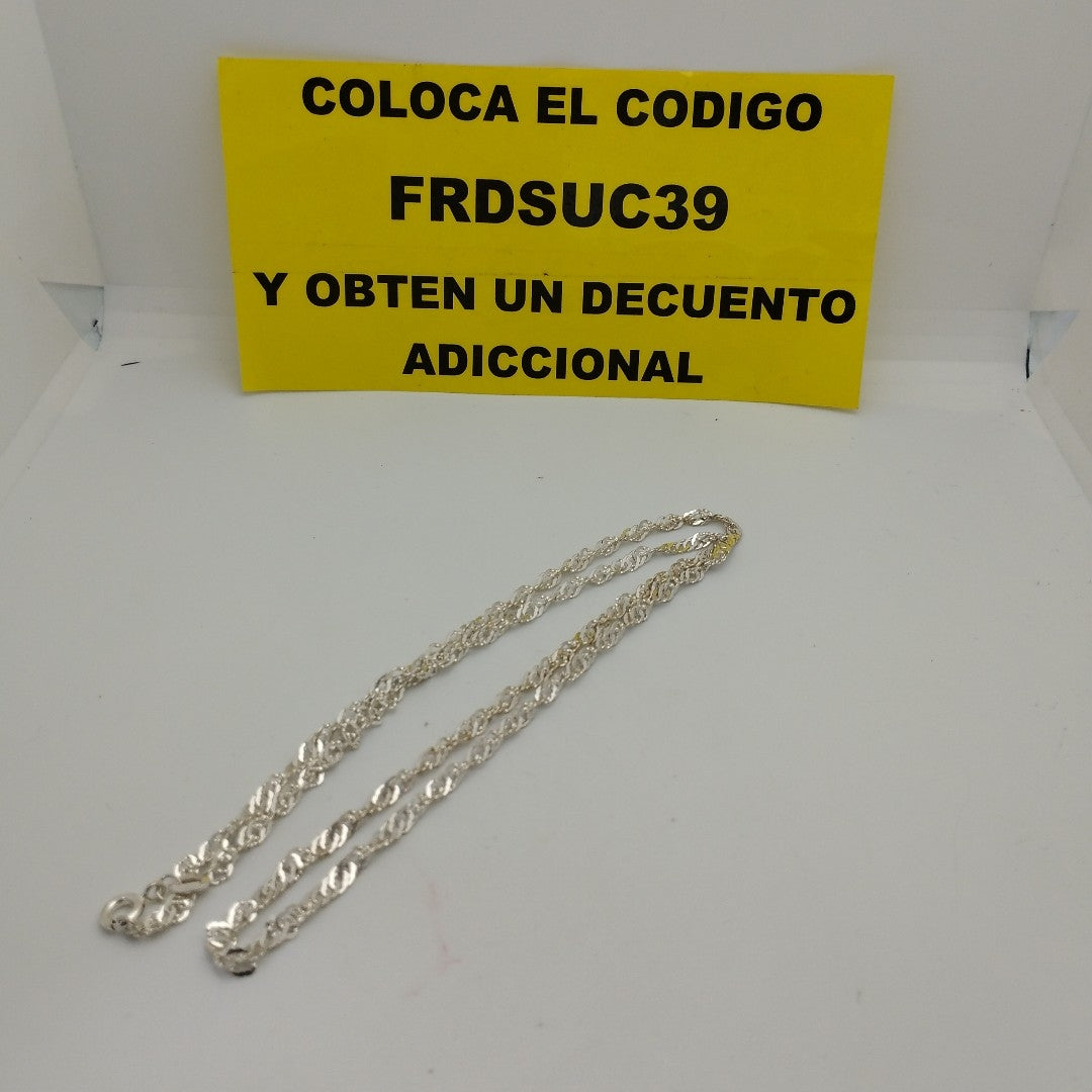 CADENA TEJIDO MEDIO TORZAL PLATA .925 55 CM 6 GR (NUEVO)