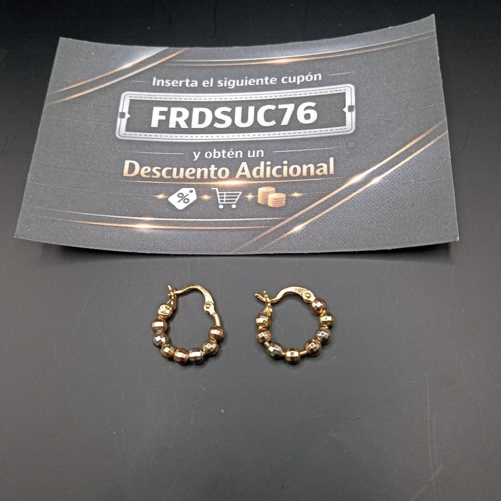 ARRACADAS PAR ORO, ORO COMBINADO 14 K 1.4 GRMS (SEMINUEVO)