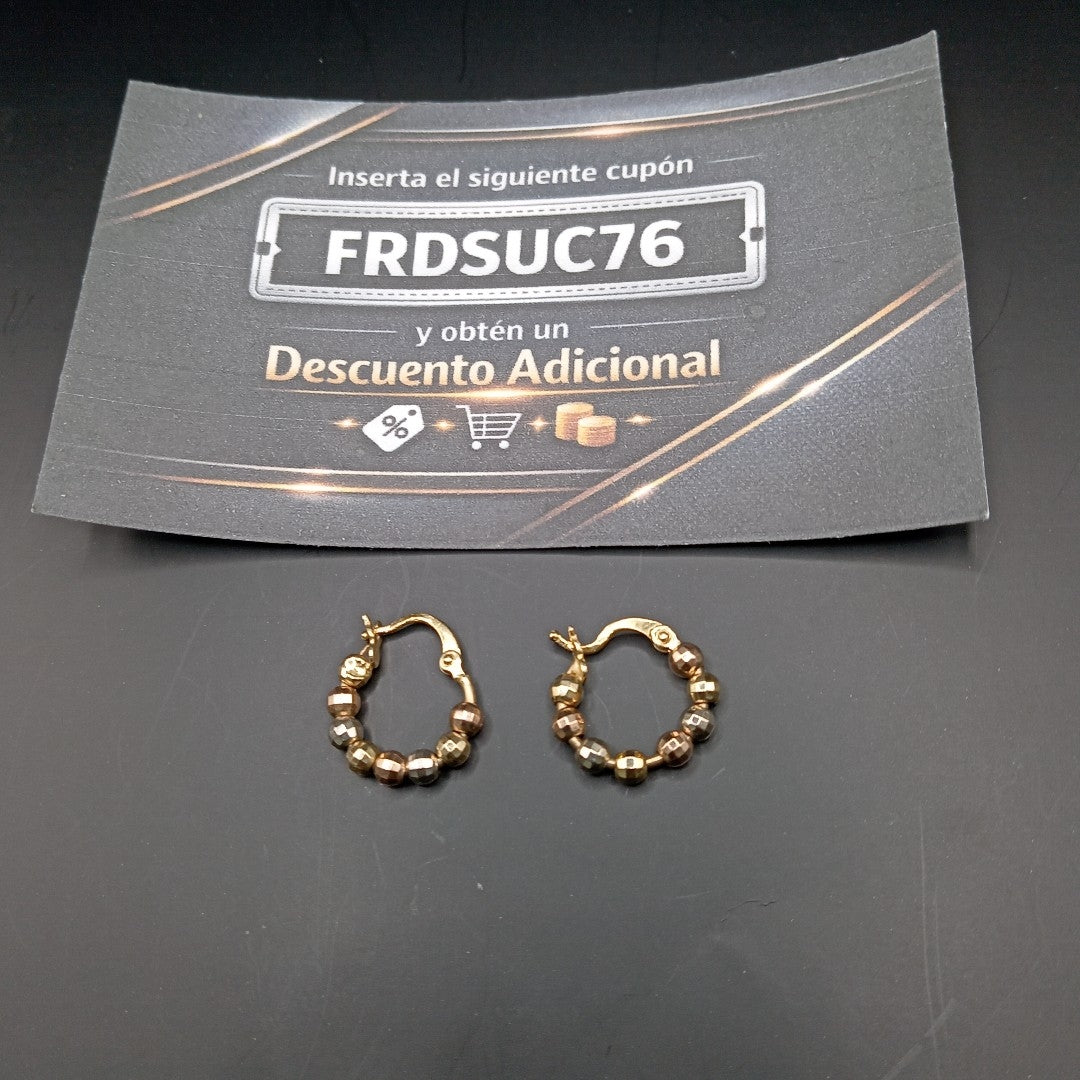 ARRACADAS PAR ORO, ORO COMBINADO 14 K 1.4 GRMS (SEMINUEVO)
