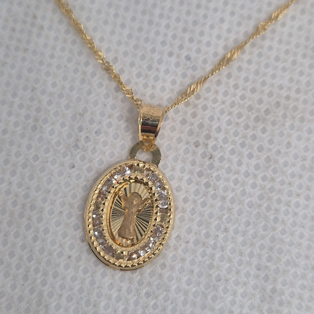 CADENA, MEDALLA RELIGIOSA ORO 10 K 1.2 GRMS (SEMINUEVO)