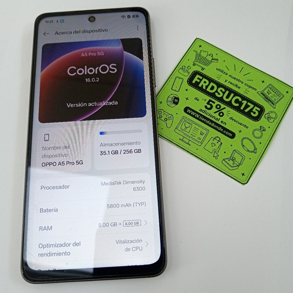 CELULAR OPPO A5 PRO 5G CPH2695 (2025) 256 GB 8 GB RAM (SEMINUEVO)