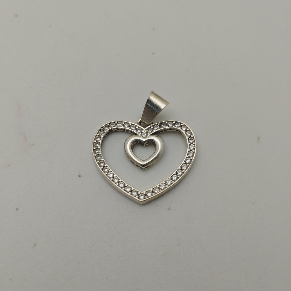 DIJE CORAZON C/CIRCONIAS PLATA .925 2.7 GR (NUEVO)