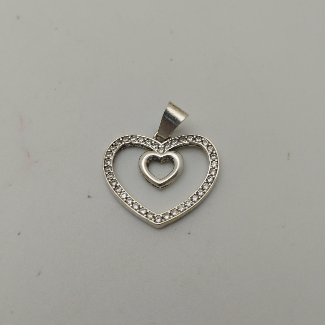 DIJE CORAZON C/CIRCONIAS PLATA .925 2.7 GR (NUEVO)