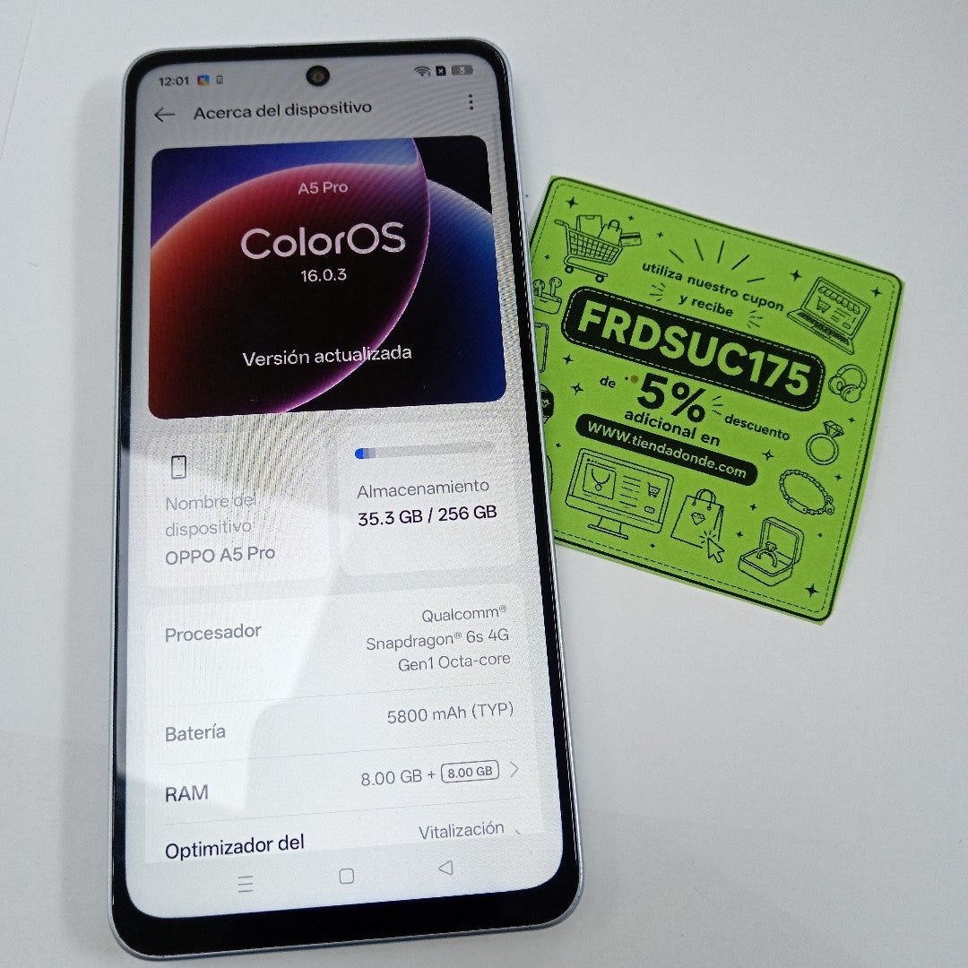 CELULAR OPPO A5 PRO CPH2711 (2025) 256 GB 8 GB RAM (SEMINUEVO)