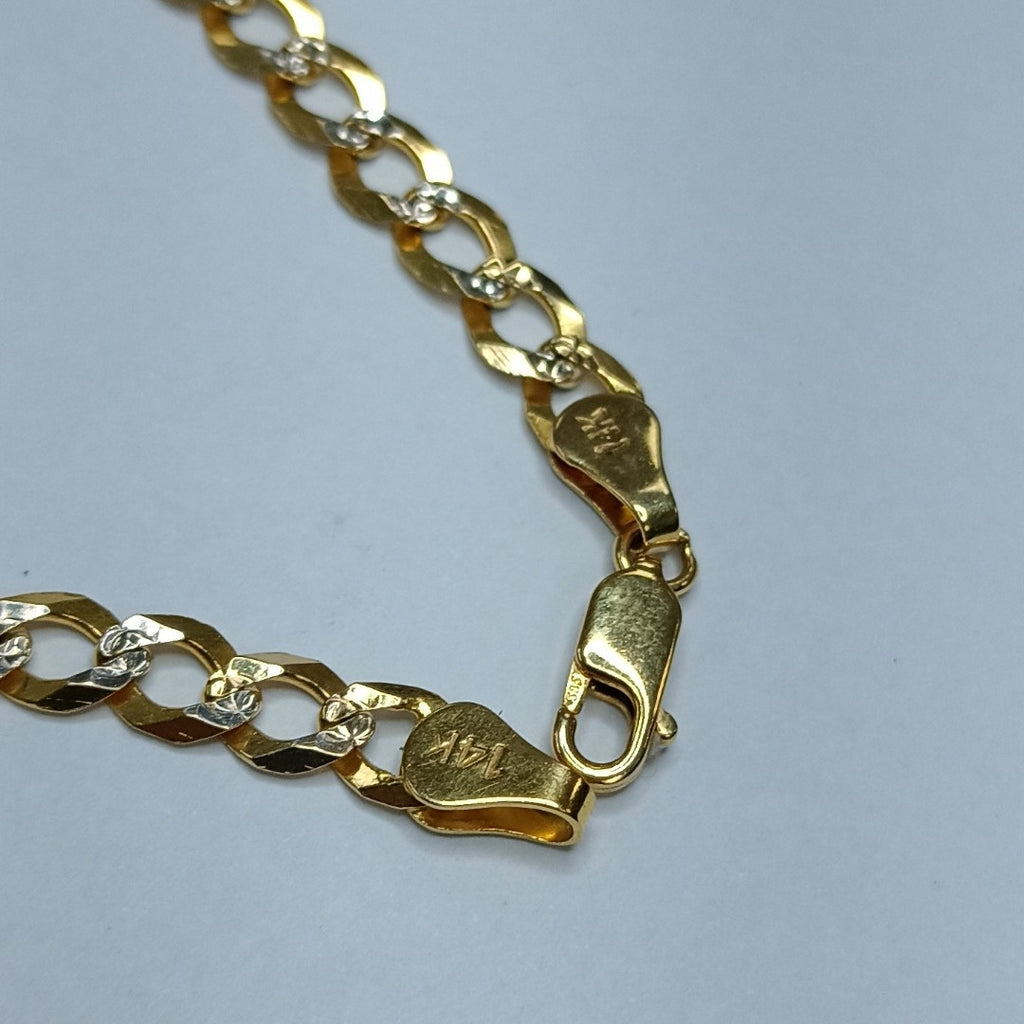 PULSERAS TEJIDO BARBADA DIAMANTADA ORO 14K 21 CM 6.5 GR (NUEVO)