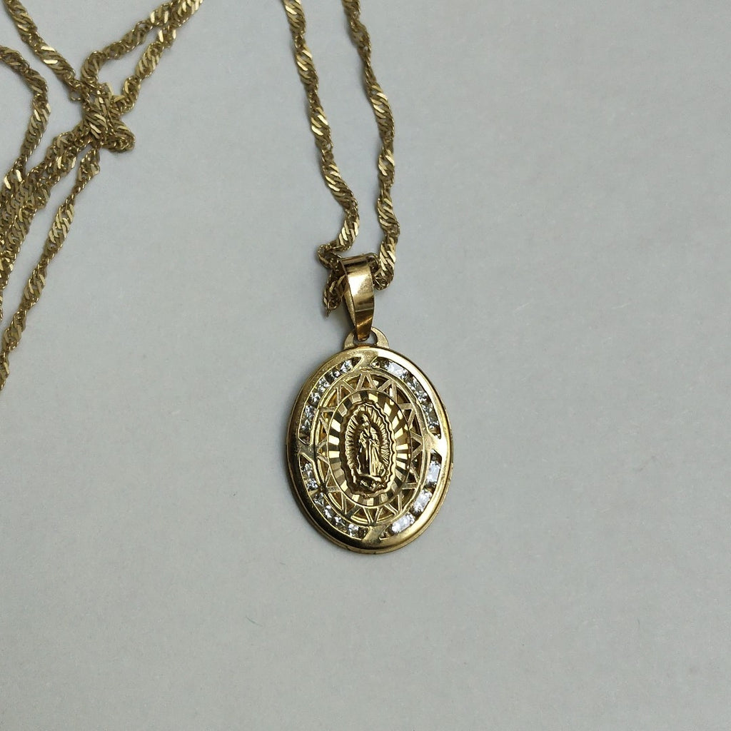 CADENA, MEDALLA RELIGIOSA ORO 10 K 1.8 GRMS (SEMINUEVO)