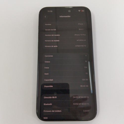 CELULAR APPLE IPHONE 15 PLUS A2847 (2023) 128 GB 6 GB RAM (SEMINUEVO)
