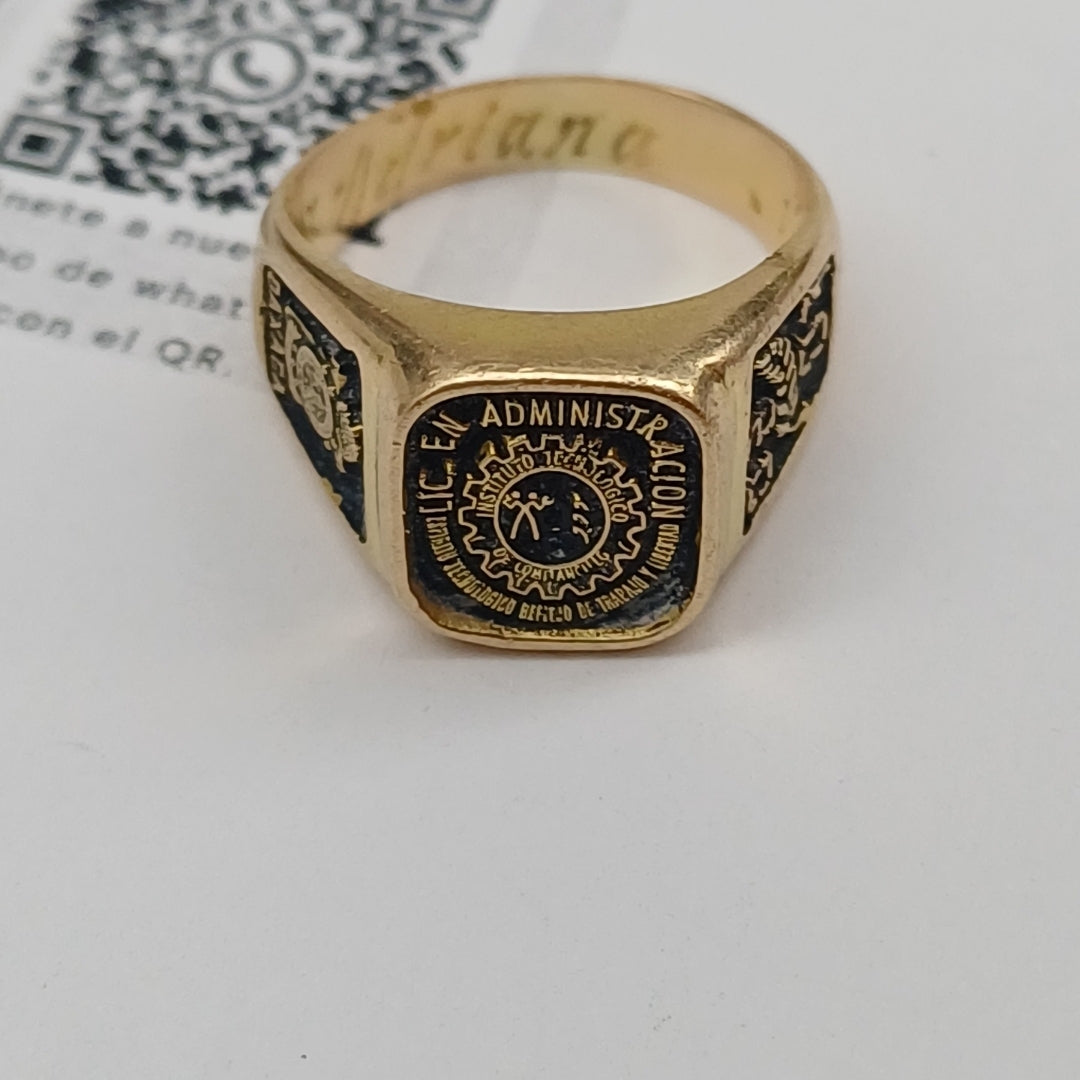 ANILLO DE GRADUACIÓN ORO 10 K 8 GRMS (SEMINUEVO)