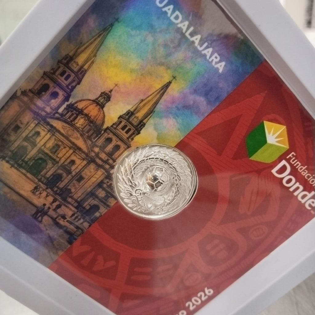 MEDALLA CONMEMORATIVA FRD FÚTBOL MOTIVO QUETZALCÓATL PLATA .925 11.9 GR (NUEVO)