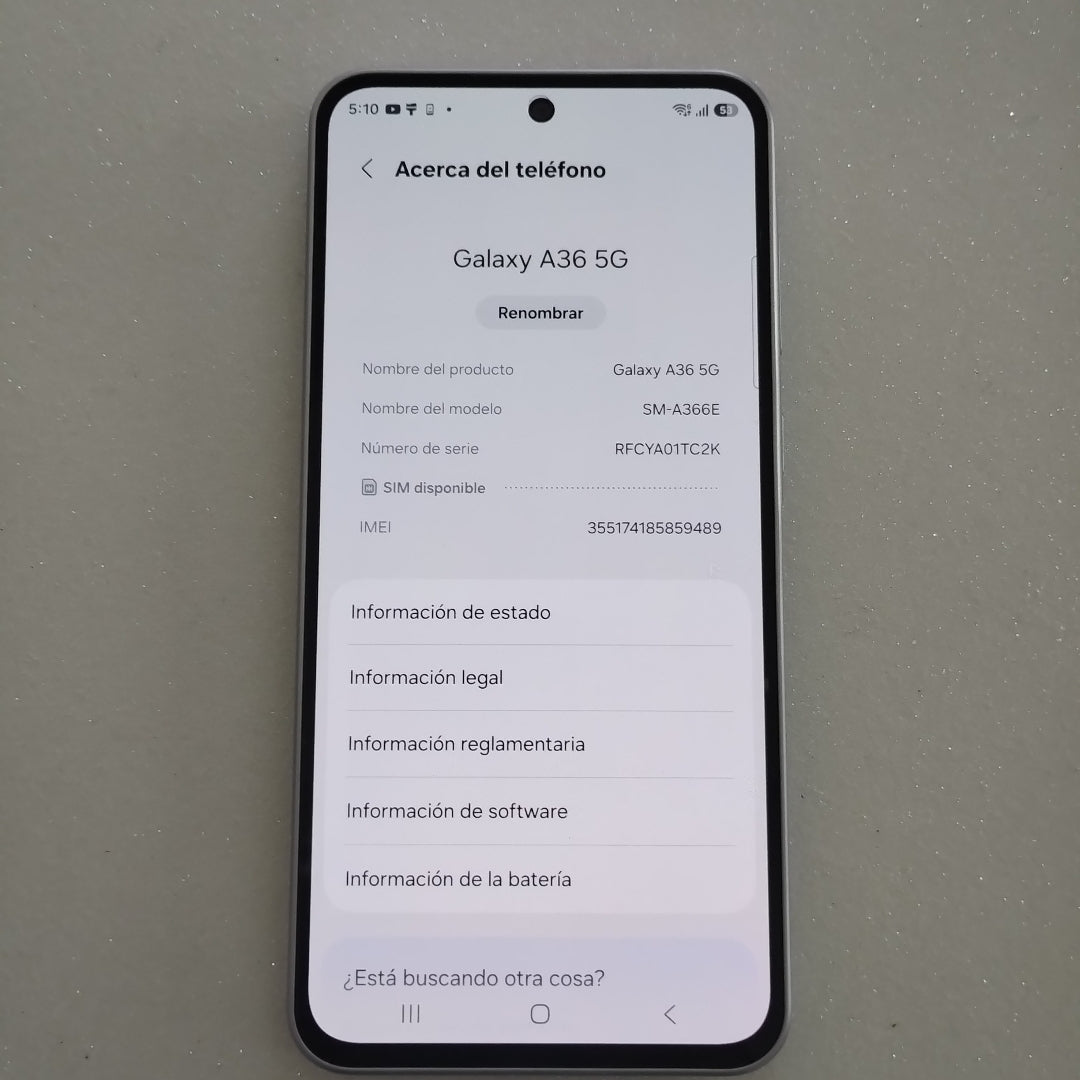 CELULAR SAMSUNG GALAXY A36 5G SM-A366E (2025) 128 GB 6 GB RAM (SEMINUEVO)