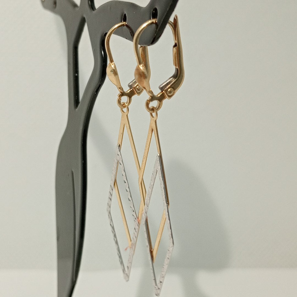 ARETES PAR ORO COMBINADO 14 K 2.1 GRMS (SEMINUEVO)