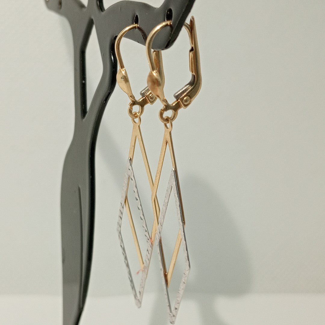 ARETES PAR ORO COMBINADO 14 K 2.1 GRMS (SEMINUEVO)