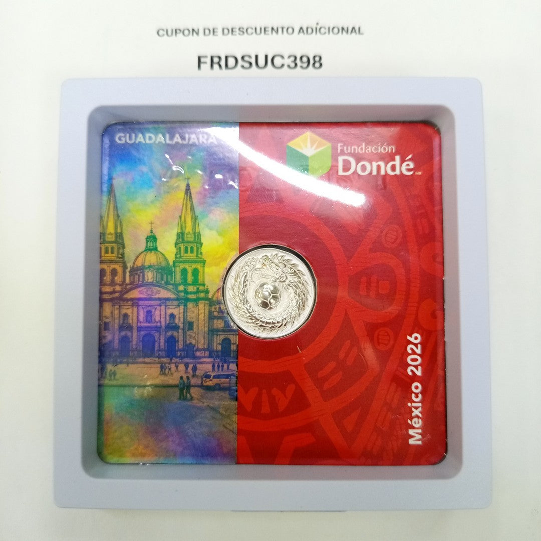 MEDALLA CONMEMORATIVA FRD FÚTBOL MOTIVO QUETZALCÓATL PLATA .925 11.9 GR (NUEVO)