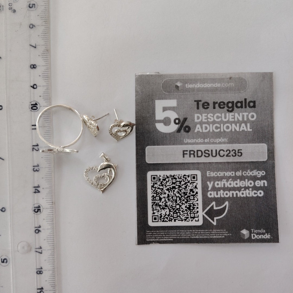 ANILLITO, BROQUELES PAR, DIJE PLATA 5.6 GRMS (SEMINUEVO)