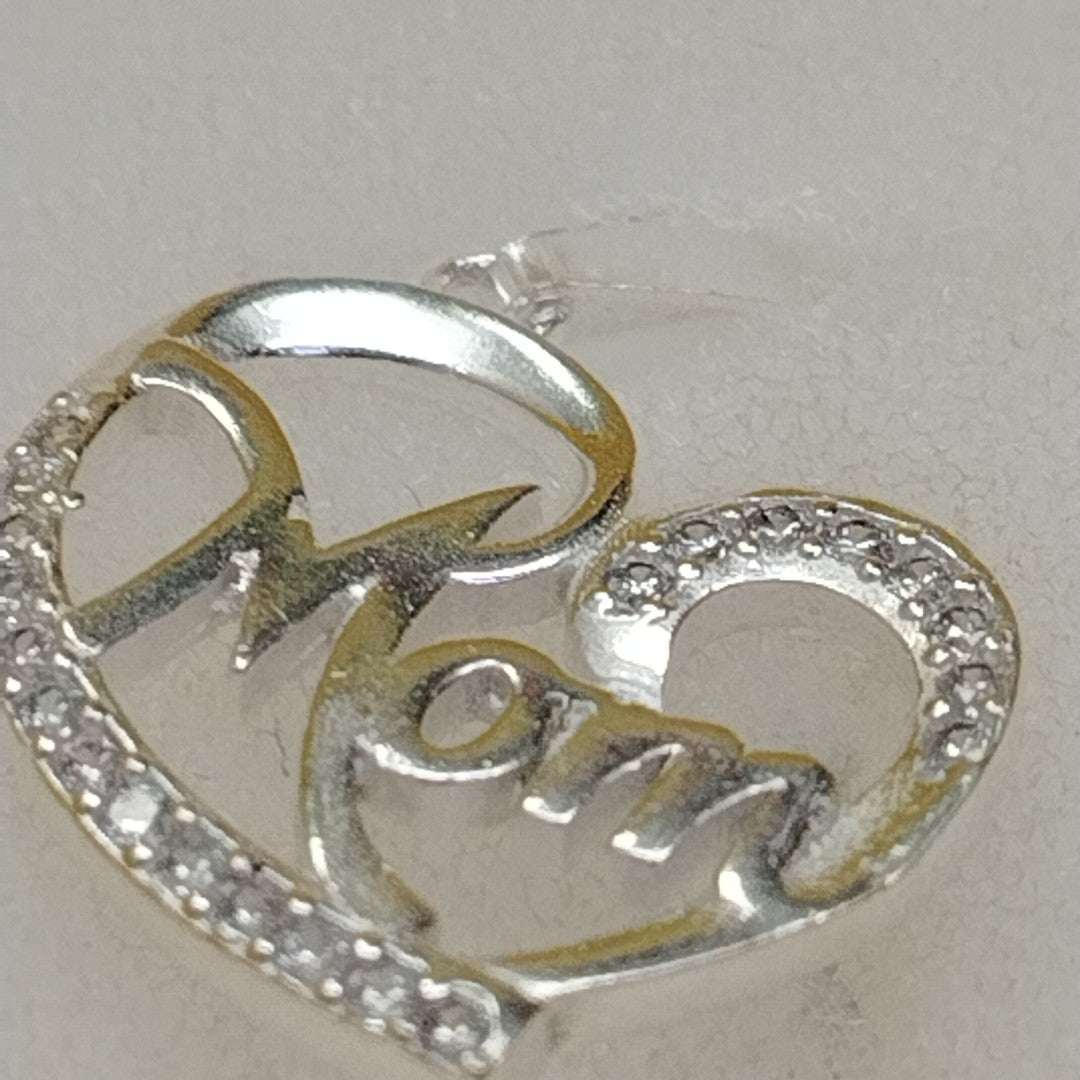 DIJE CORAZON C/CIRCONIAS PLATA .925 3.1 GR (NUEVO)