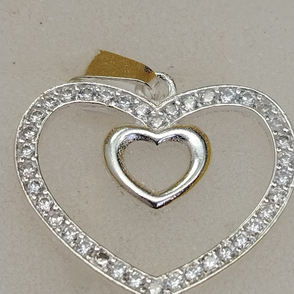 DIJE CORAZON C/CIRCONIAS PLATA .925 2.7 GR (NUEVO)