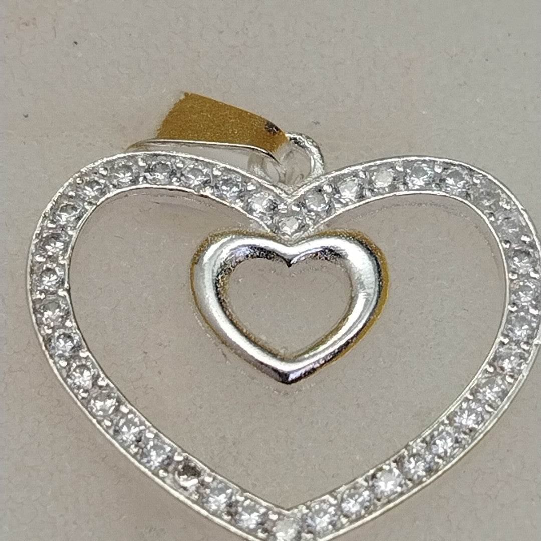 DIJE CORAZON C/CIRCONIAS PLATA .925 2.7 GR (NUEVO)