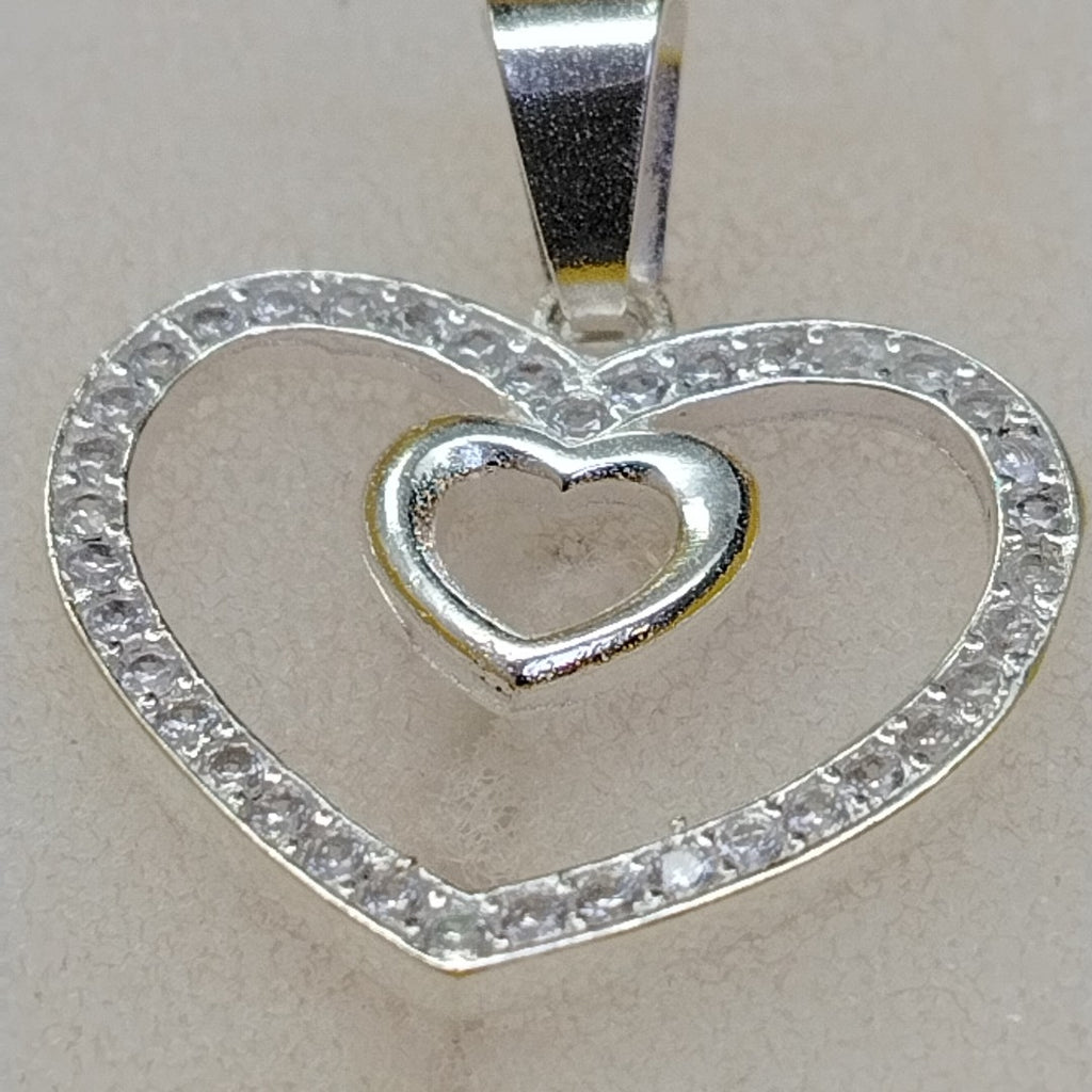 DIJE CORAZON C/CIRCONIAS PLATA .925 2.7 GR (NUEVO)
