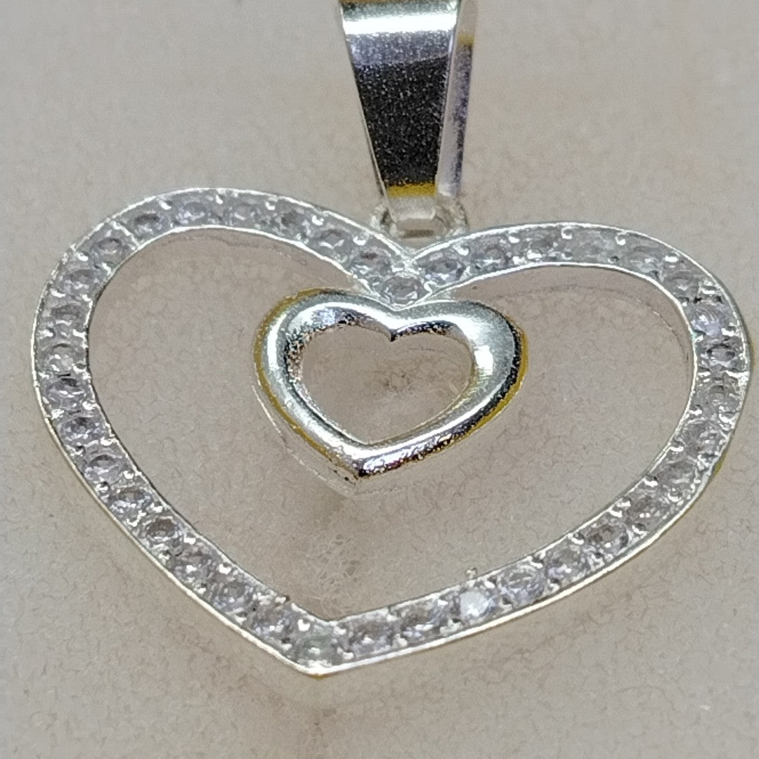 DIJE CORAZON C/CIRCONIAS PLATA .925 2.7 GR (NUEVO)