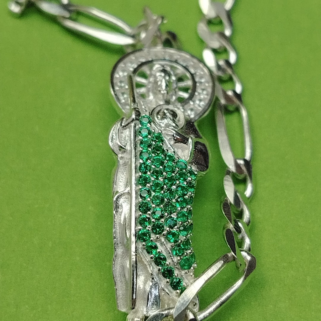 PULSERA TEJIDO SAN JUDAS PLATA .925 21 CM 5.5 GR (NUEVO)