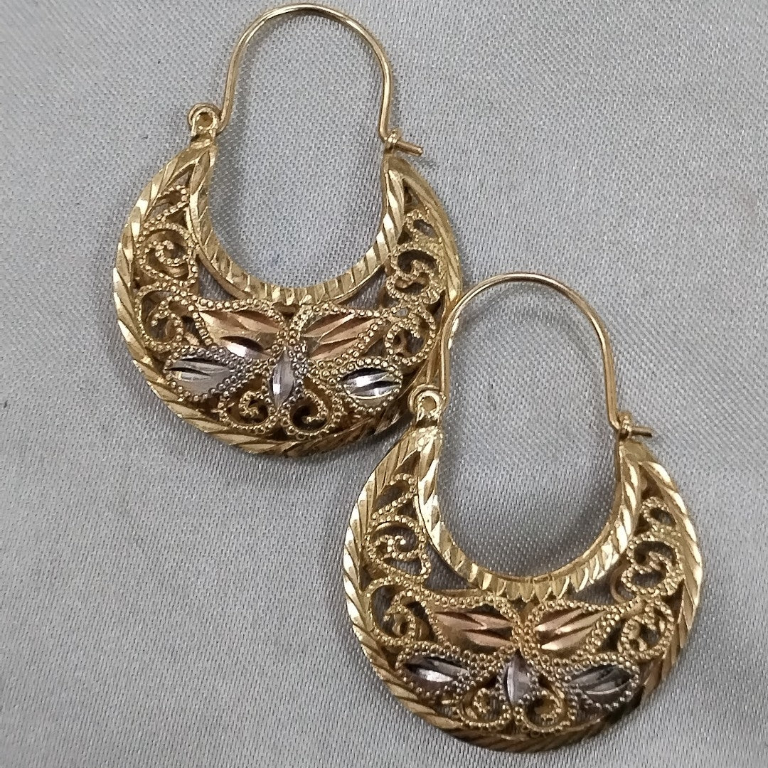 ARETES PAR ORO, ORO COMBINADO 14 K 7.6 GRMS (SEMINUEVO)