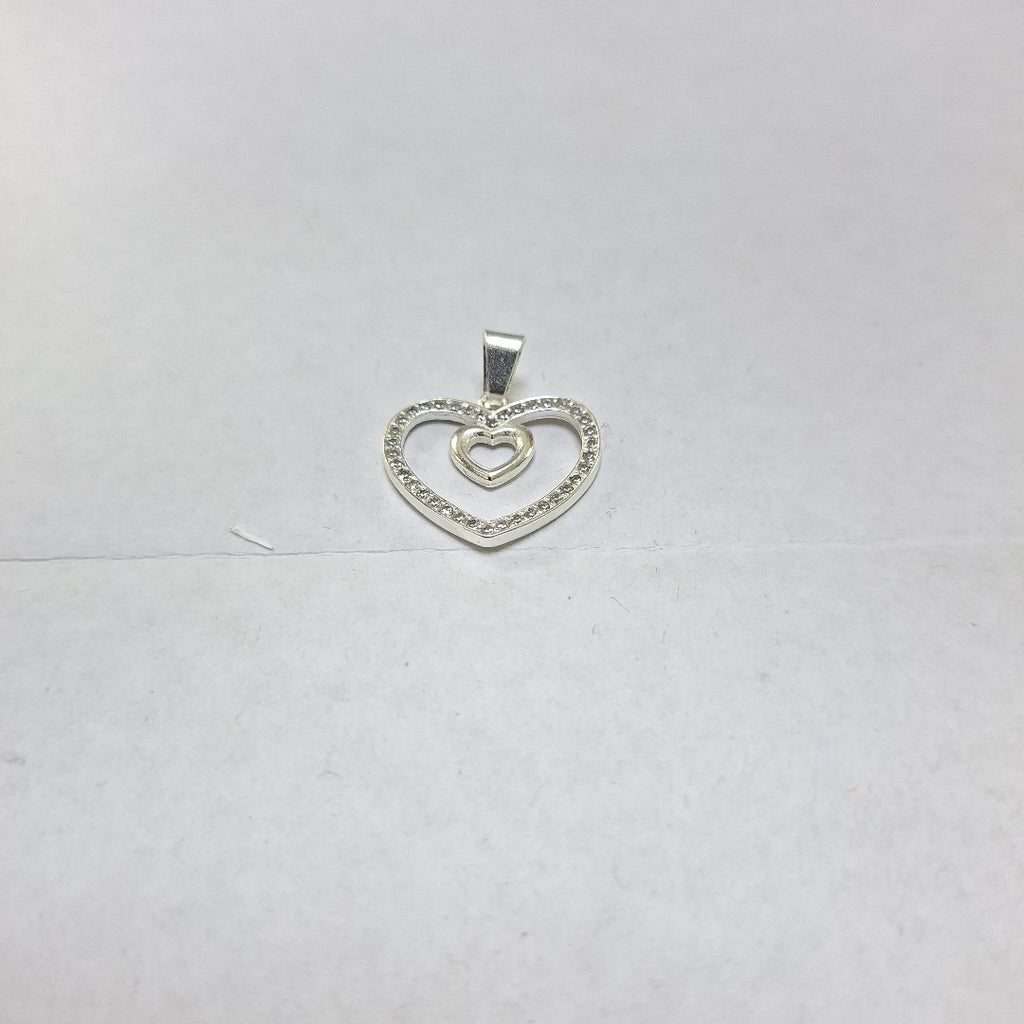 DIJE CORAZON C/CIRCONIAS PLATA .925 2.7 GR (NUEVO)