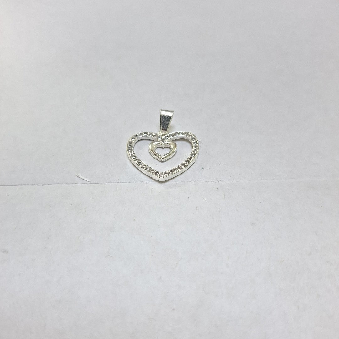 DIJE CORAZON C/CIRCONIAS PLATA .925 2.7 GR (NUEVO)