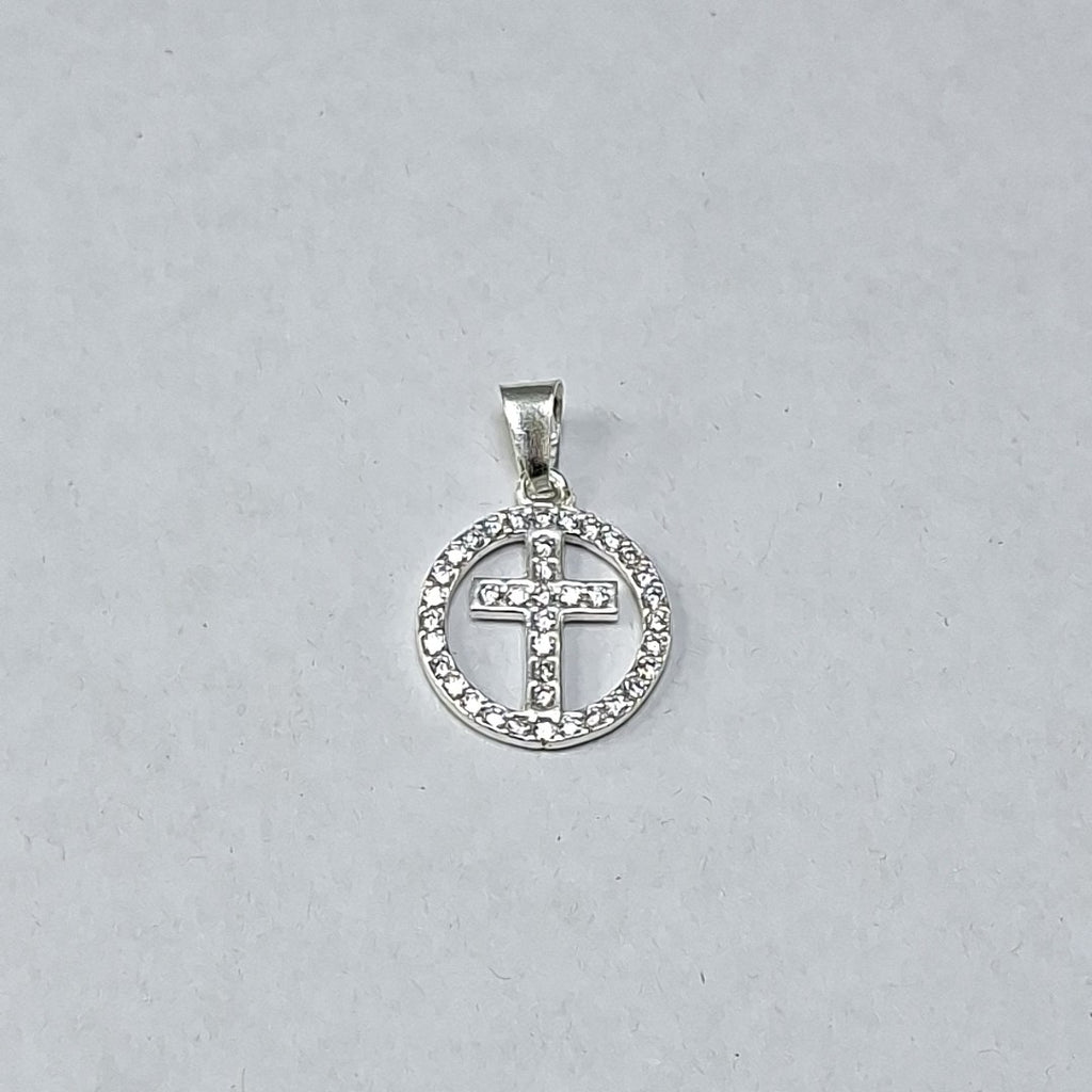 DIJE CRUZ C/CIRCONIAS PLATA .925 2.5 GR (NUEVO)