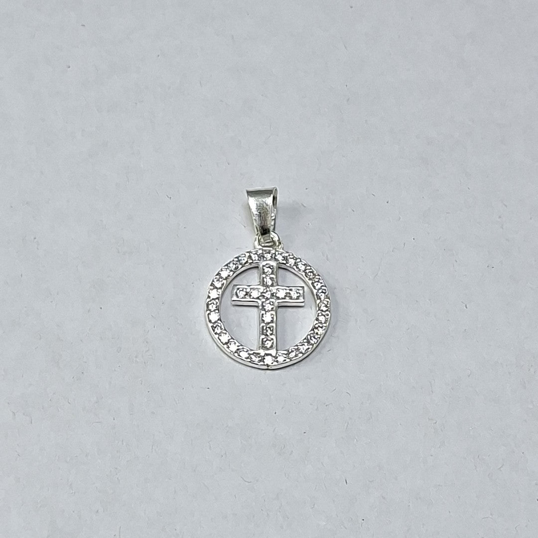 DIJE CRUZ C/CIRCONIAS PLATA .925 2.5 GR (NUEVO)