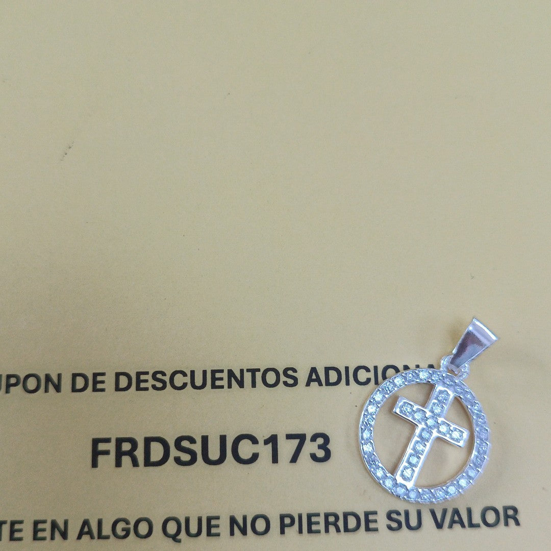 DIJE CRUZ C/CIRCONIAS PLATA .925 2.5 GR (NUEVO)