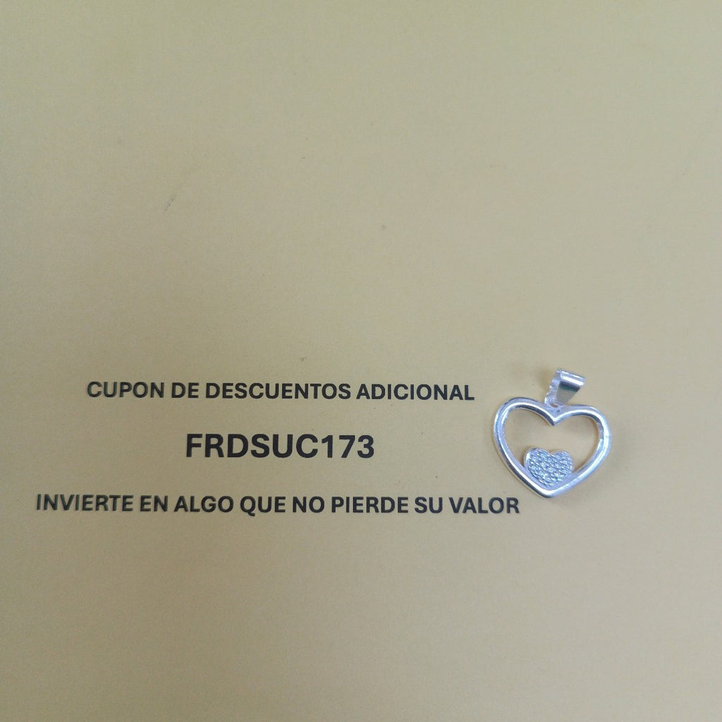 DIJE CORAZON C/CIRCONIAS PLATA .925 2.7 GR (NUEVO)