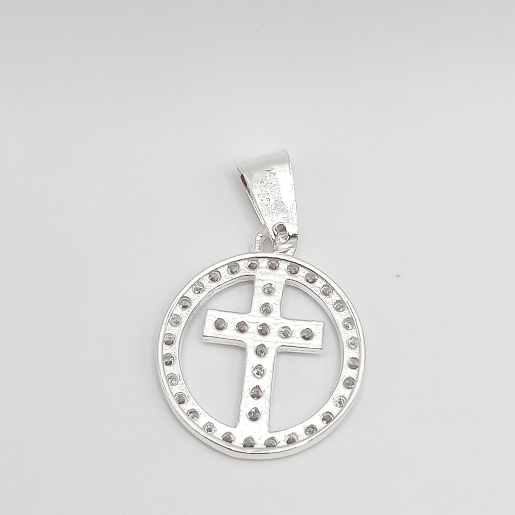 DIJE CRUZ C/CIRCONIAS PLATA .925 2.5 GR (NUEVO)