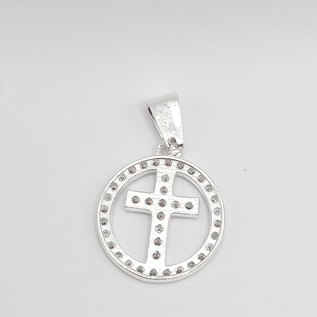 DIJE CRUZ C/CIRCONIAS PLATA .925 2.5 GR (NUEVO)