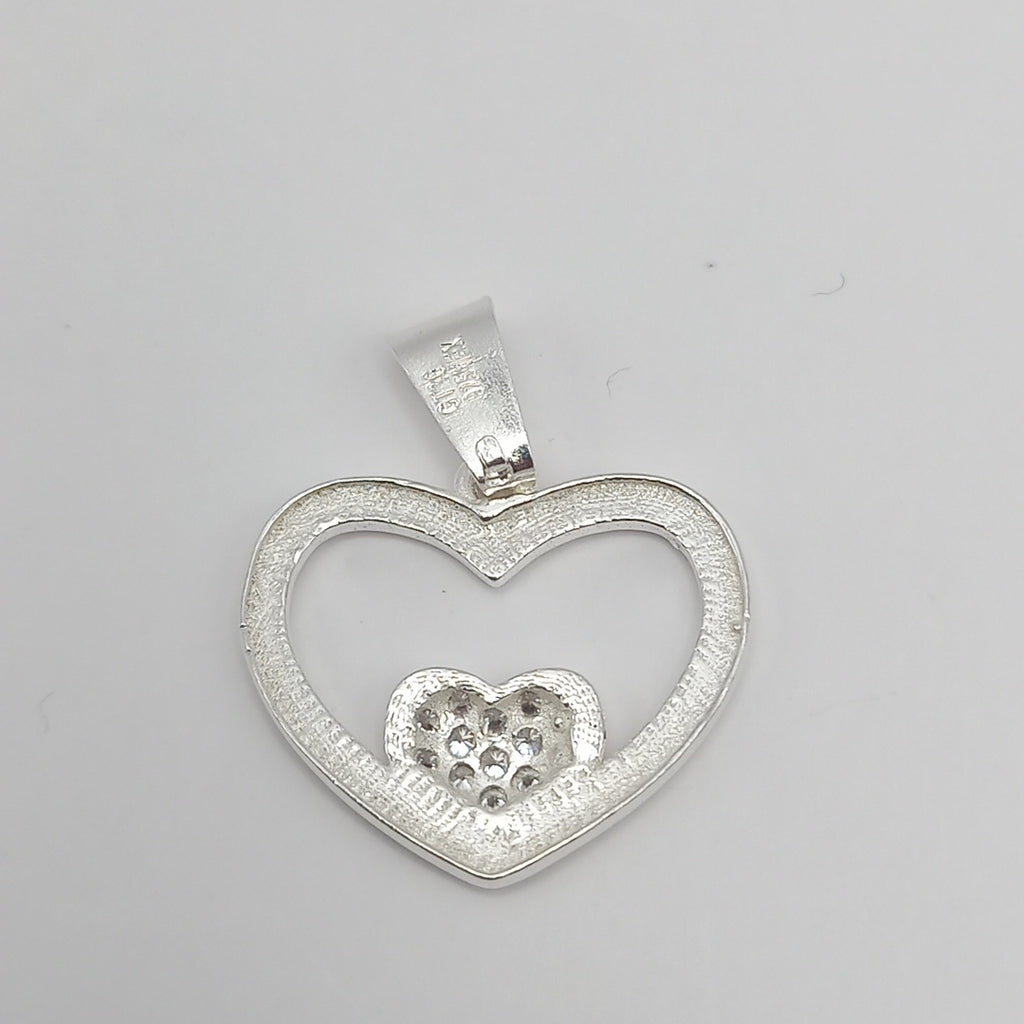 DIJE CORAZON C/CIRCONIAS PLATA .925 2.7 GR (NUEVO)