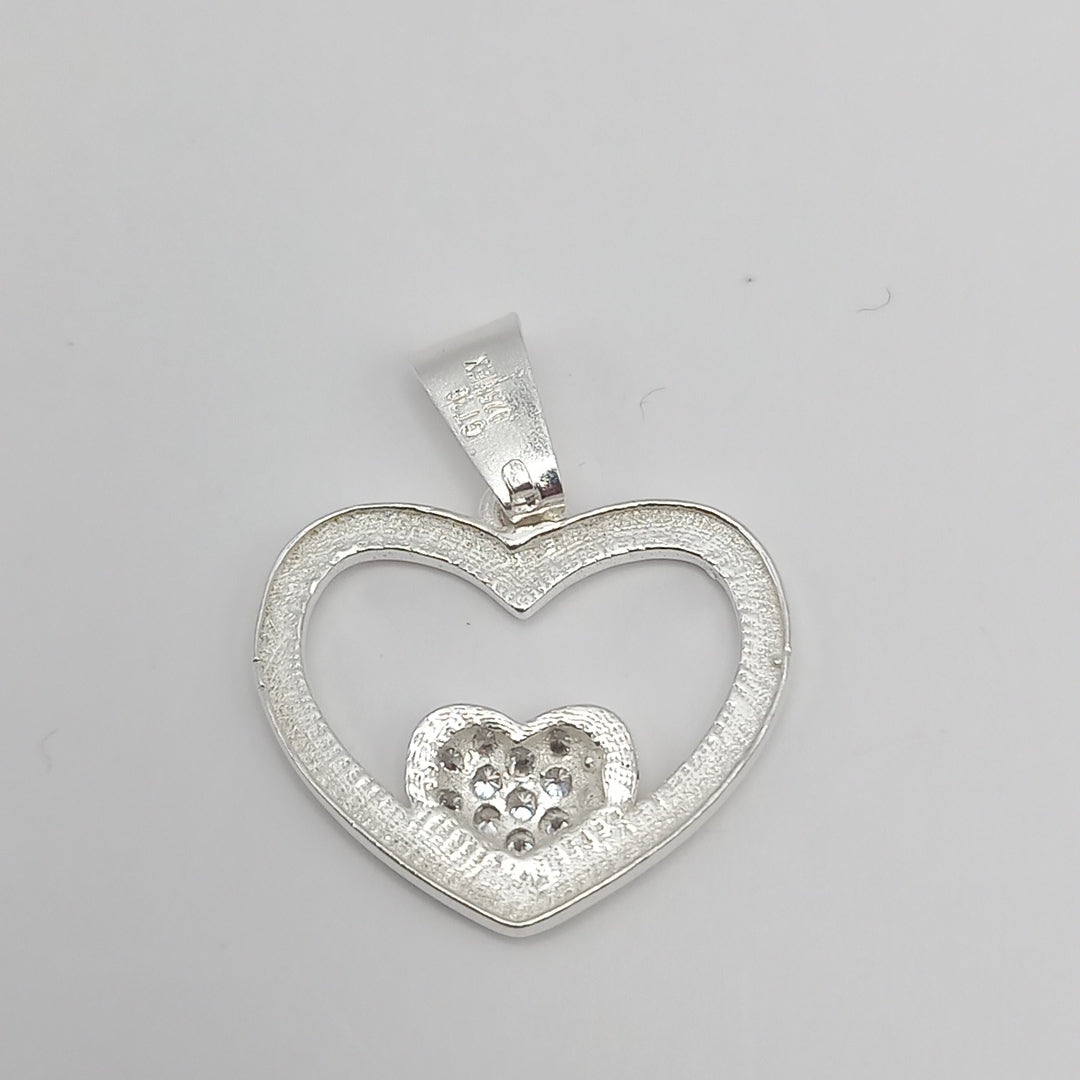 DIJE CORAZON C/CIRCONIAS PLATA .925 2.7 GR (NUEVO)