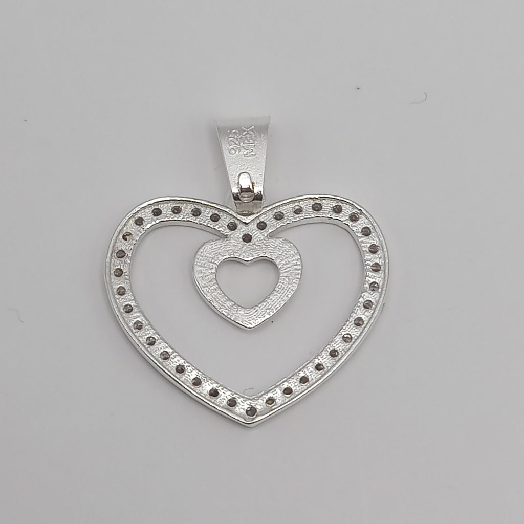 DIJE CORAZON C/CIRCONIAS PLATA .925 2.7 GR (NUEVO)