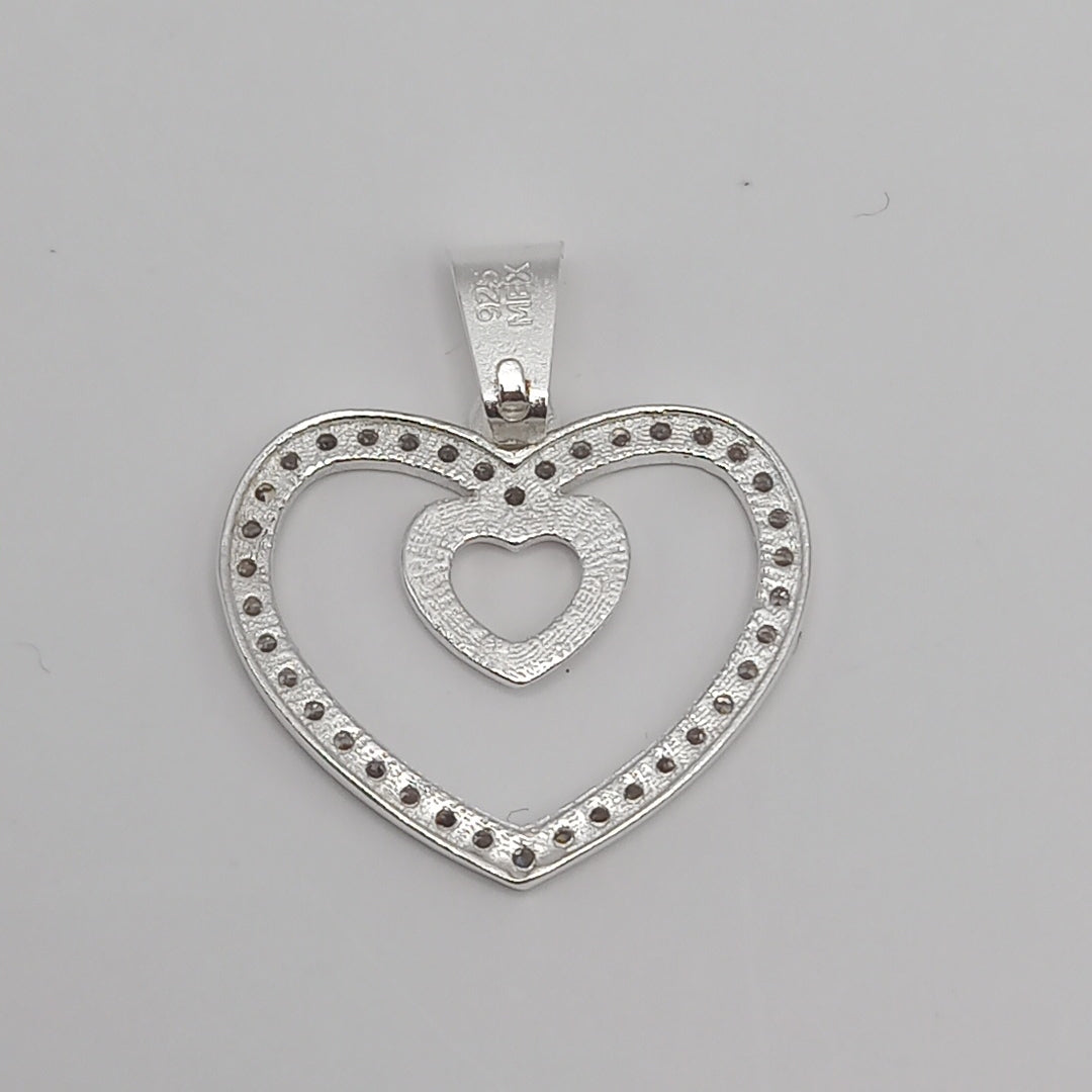 DIJE CORAZON C/CIRCONIAS PLATA .925 2.7 GR (NUEVO)