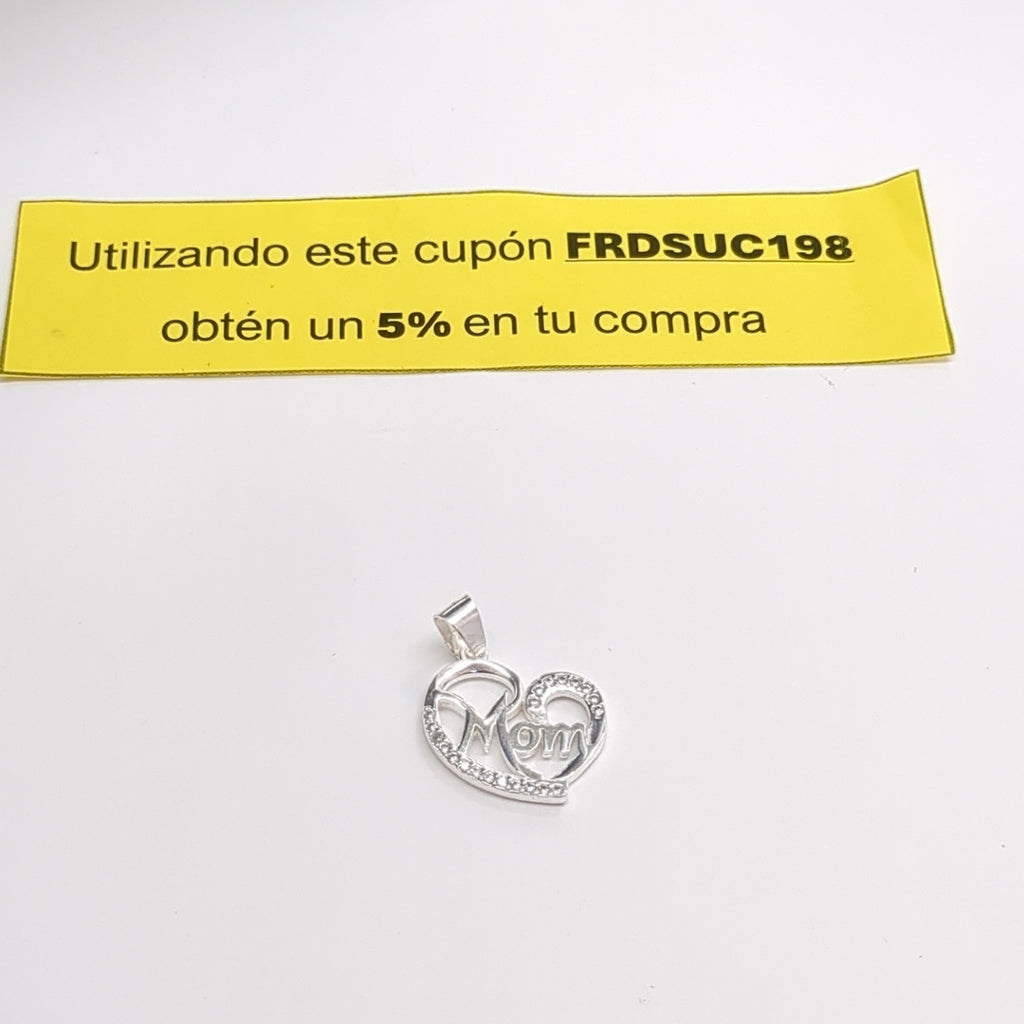 DIJE CORAZON C/CIRCONIAS PLATA .925 3.1 GR (NUEVO)