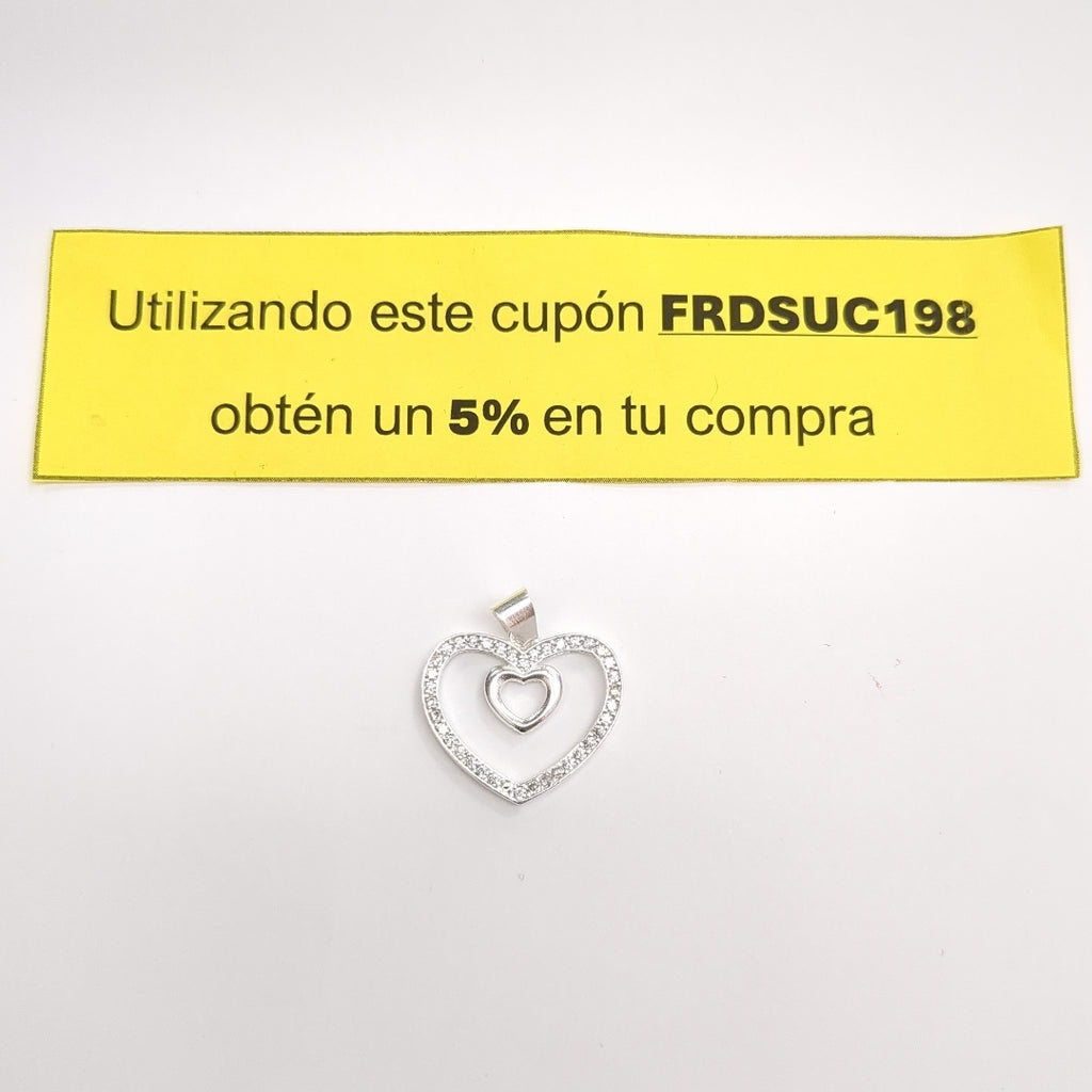 DIJE CORAZON C/CIRCONIAS PLATA .925 2.7 GR (NUEVO)