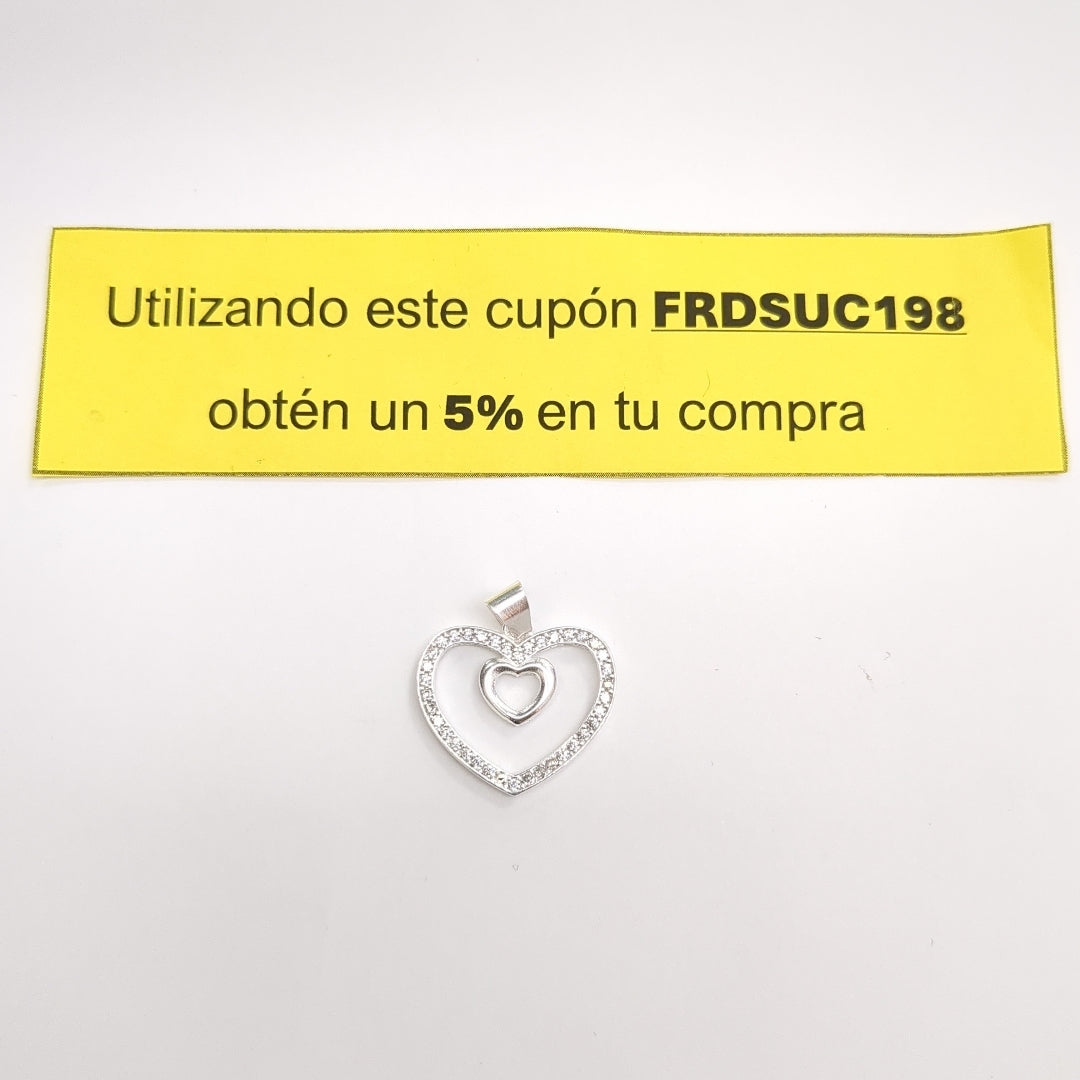 DIJE CORAZON C/CIRCONIAS PLATA .925 2.7 GR (NUEVO)