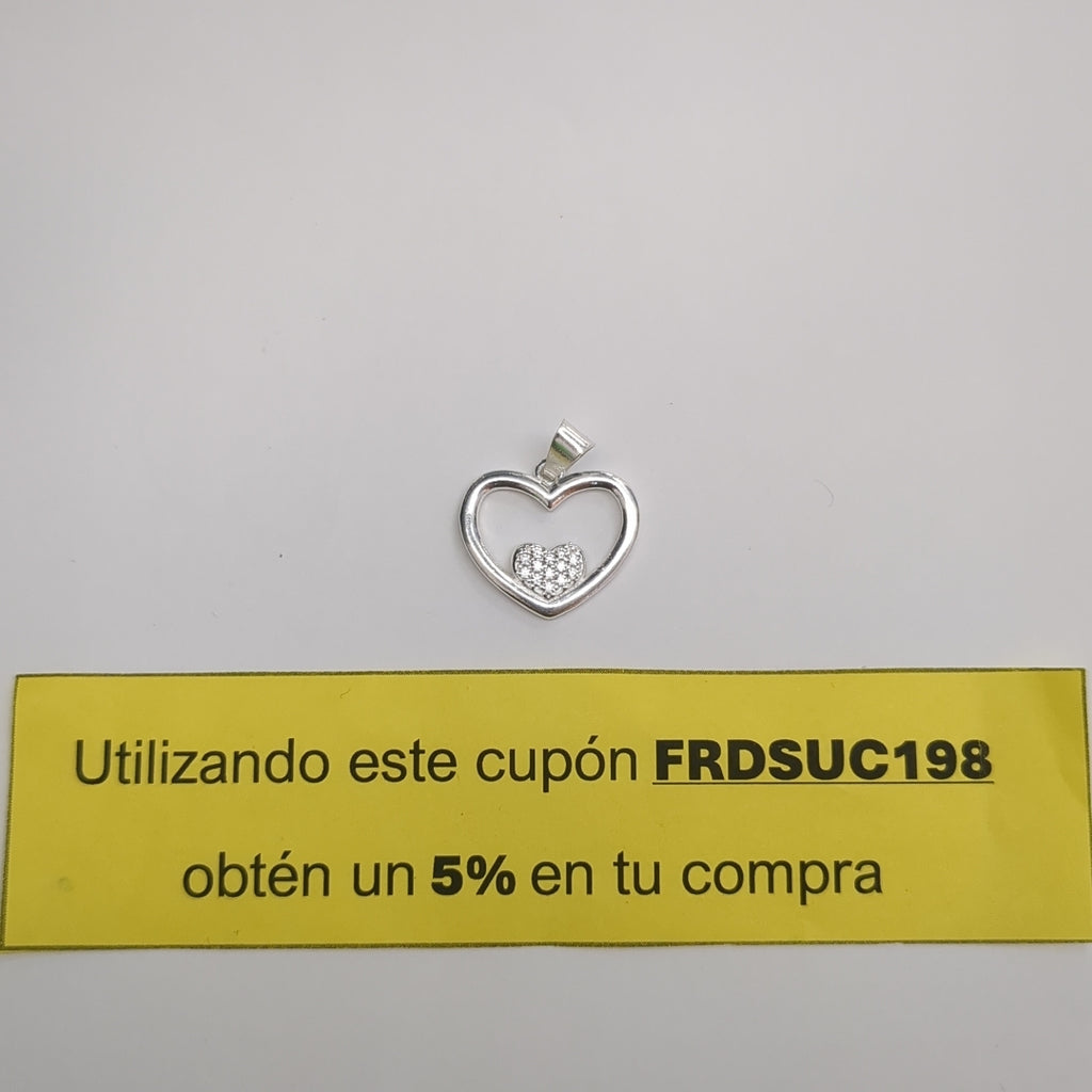 DIJE CORAZON C/CIRCONIAS PLATA .925 2.8 GR (NUEVO)