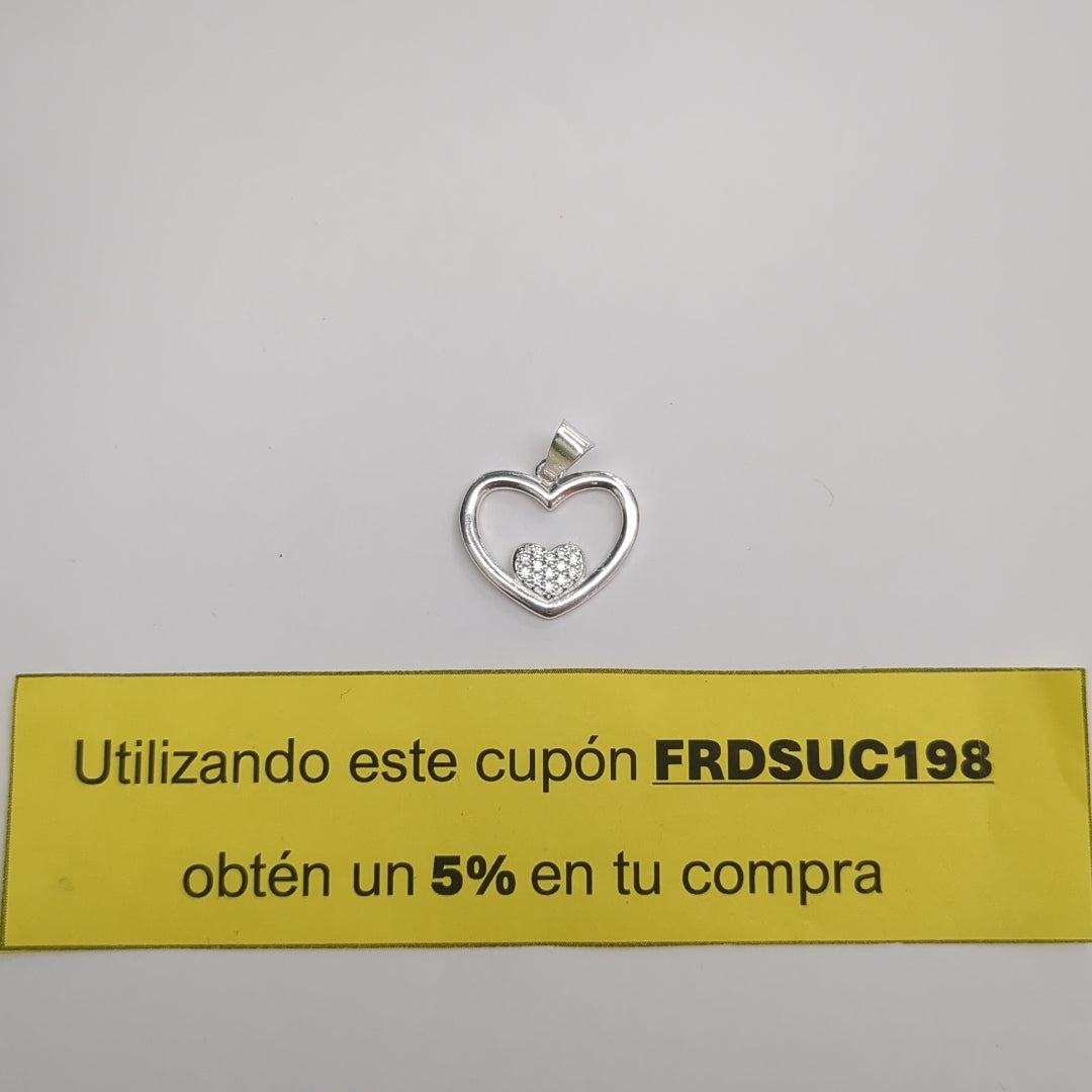 DIJE CORAZON C/CIRCONIAS PLATA .925 2.8 GR (NUEVO)