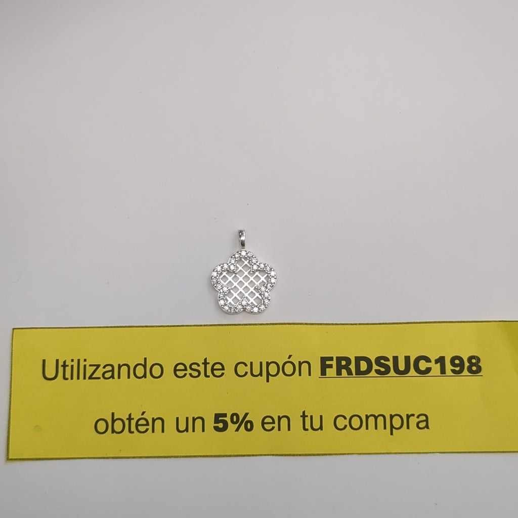 DIJE FLOR CON CIRCONIAS PLATA .925 1.7 GR (NUEVO)